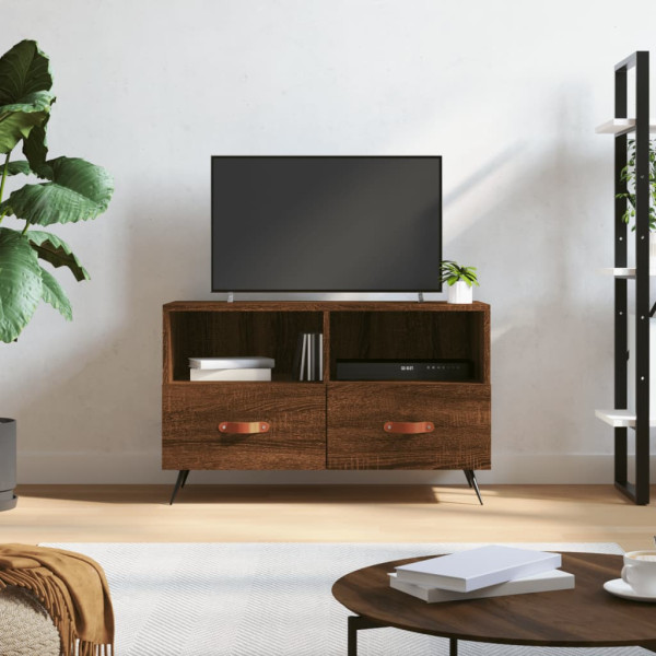 Móvel TV em contraplacado de carvalho castanho 80x36x50 cm D
