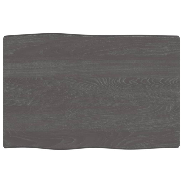 Tampo de mesa em madeira de carvalho tratada com rebordo cinza natural 60x40x6 cm D