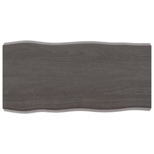 Tablero mesa madera tratada roble borde natural gris 80x40x6 cm D
