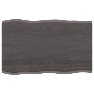 Tablero mesa madera tratada roble borde natural gris 80x50x2 cm D