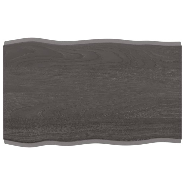 Tampo de mesa em madeira de carvalho tratada com rebordo cinza natural 80x50x4 cm D
