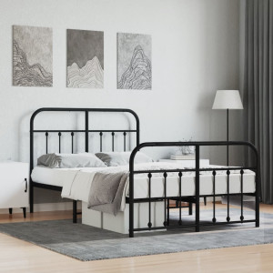 Estructura de cama con cabecero y pie metal negro 120x190 cm D