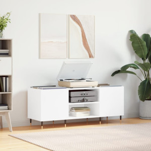 Mueble para discos madera contrachapada blanco 121x38x48 cm D