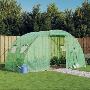 Invernadero con estructura de acero verde 8 m² 4x2x2 m D