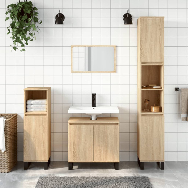 Armario de baño madera de ingeniería roble Sonoma 58x33x60 cm D