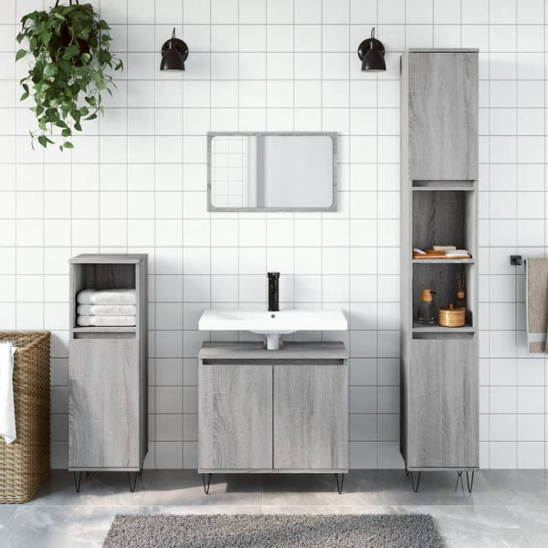 Armario de baño madera de ingeniería gris Sonoma 58x33x60 cm D