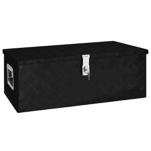 Caixa de armazenamento em alumínio preto 80x39x30 cm D