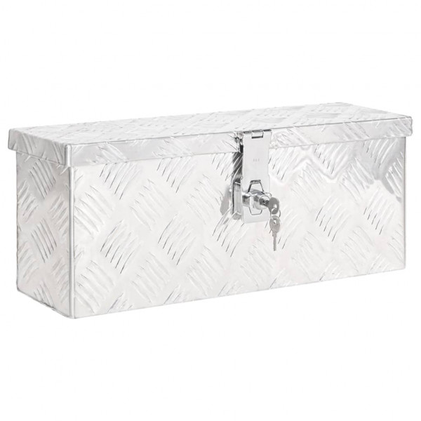 Caja de almacenaje de aluminio plateado 50x15x20.5 cm D