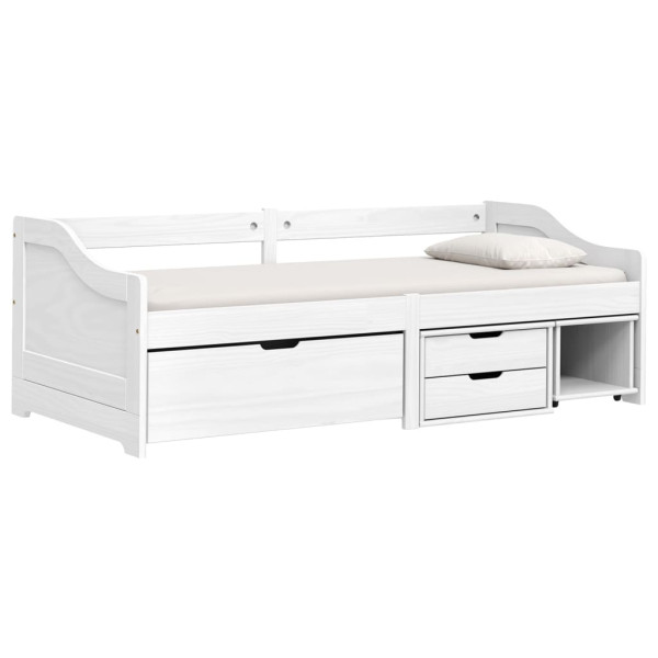 Sofá cama com 3 gavetas madeira maciça de pinho branco IRUN 90x200cm D