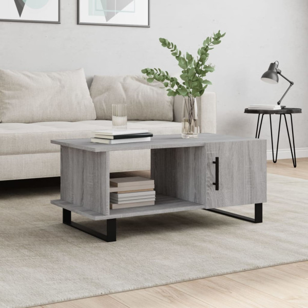 Mesa de centro madera contrachapada gris Sonoma 90x50x40 cm D