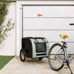 Remolque de bicicletas para cães tela de ferro Oxford cinza preto D