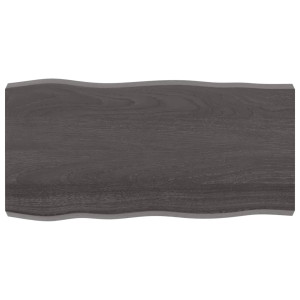 Tablero mesa madera tratada roble borde natural gris 100x50x6cm D