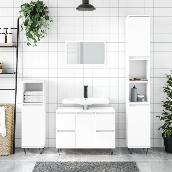 Mobiliário de banheiro de madeira branca 80x33x60 cm D