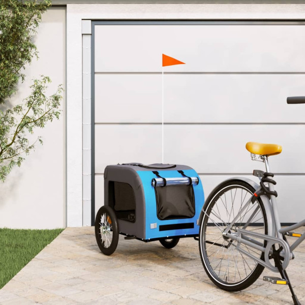 Remolque de bicicleta para perros hierro tela Oxford azul gris D