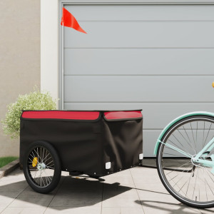 Reboque de carga para bicicletas de ferro preto e vermelho 45 kg D