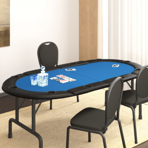 Tablero de póquer plegable para 10 jugadores azul 208x106x3 cm D