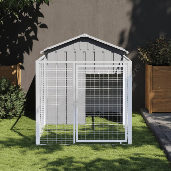 Caseta perros corral acero galvanizado gris claro 117x201x123cm D