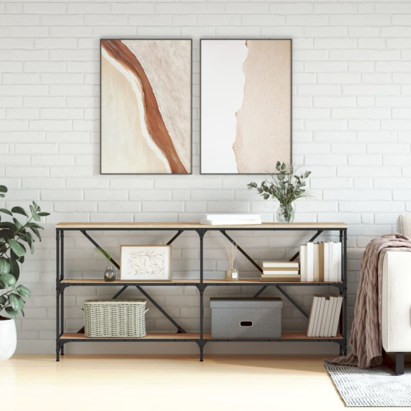 Mesa de console em ferro madeira carvalho Sonoma 160x30x75 cm D