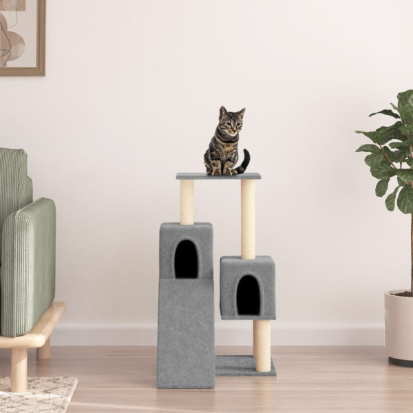 Raspador para gatos com postes de sisal cinza claro 82 cm D