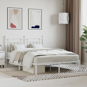 Estructura de cama de metal con cabecero blanca 150x200 cm D