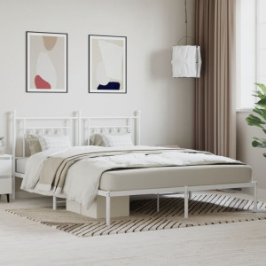 Estructura de cama con cabecero metal blanca 160x200 cm D