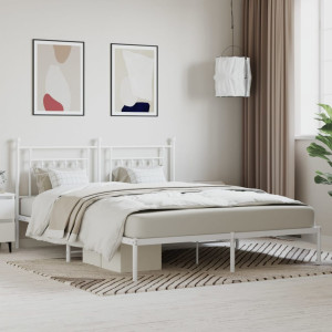 Estructura de cama de metal con cabecero blanco 183x213 cm D
