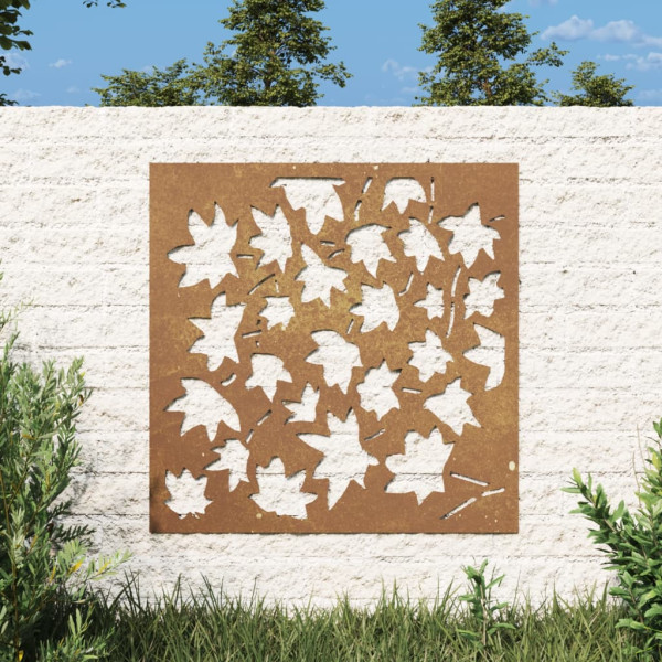 Ornamento de parede de jardim em aço corten com design de folha de bordo 55x55 cm D