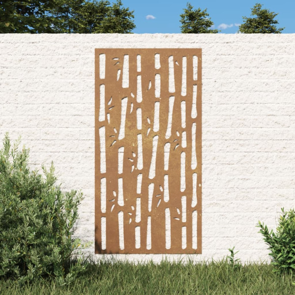 Adorno de pared de jardín acero corten diseño bambú 105x55 cm D