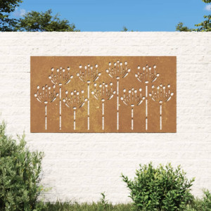 Adorno de pared de jardín acero corten diseño flores 105x55 cm D