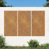 Decoração p/ muro de jardim 3pcs 105x55cm aço corten design sol 1