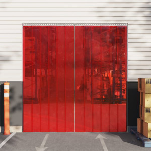 Tira de cortina para puertas PVC rojo 200x1.6 mm 10 m D