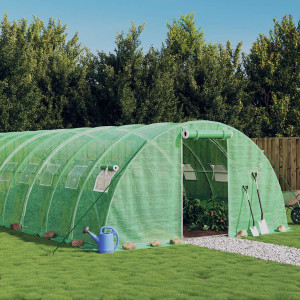 Invernadero con estructura de acero verde 48 m² 12x4x2 m D