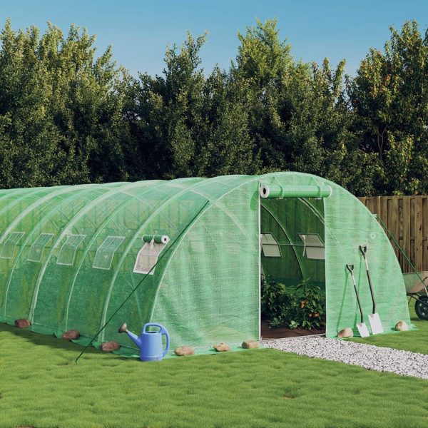 Invernadero con estructura de acero verde 40 m² 10x4x2 m D