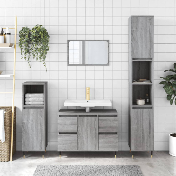 Mueble de baño madera de ingeniería gris Sonoma 80x33x60 cm D