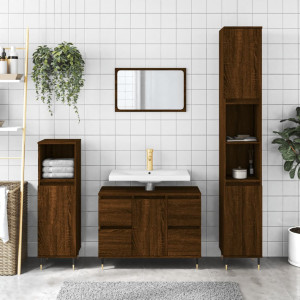 Mueble de baño madera de ingeniería roble marrón 80x33x60 cm D