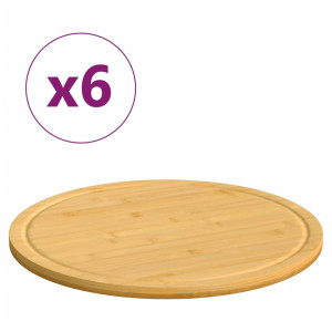 Tablas de cortar 6 uds bambú Ø30x1.5 cm D