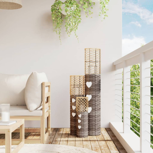 Candeleros 3 unidades mimbre gris M 5