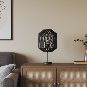 Pantalla de lámpara hierro y papel negra Ø23x28 cm D