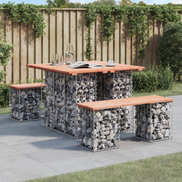 Banco de jardim design Gabion em madeira de abeto Douglas 100x102x72 cm D