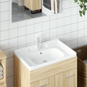 Lavabo de baño rectangular cerámica blanco 61x48x23 cm D