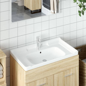 Lavabo de baño rectangular cerámica blanco 81x48x23 cm D
