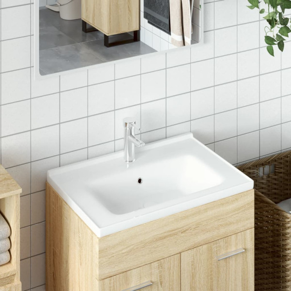 Lavabo cerâmico branco retangular 61x48x19.5 cm D