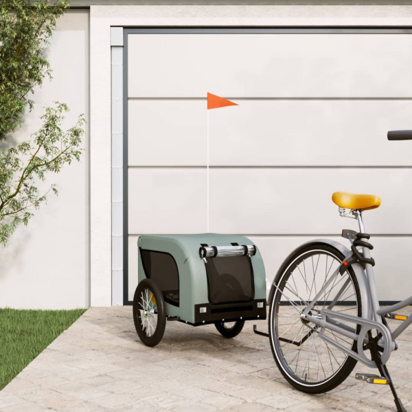 Trailer de bicicleta para cachorro ferro tecido Oxford cinza preto D