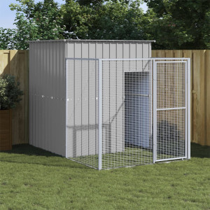 Caseta cães corral aço galvanizado cinza claro 165x251x181cm D