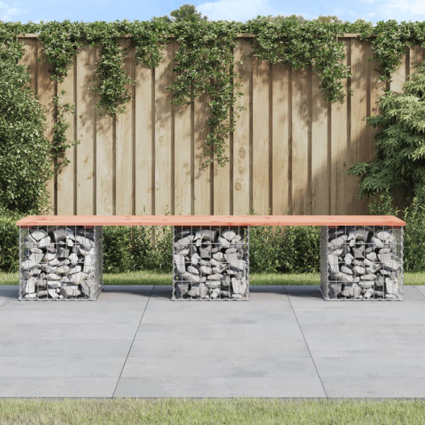 Banco jardín diseño gaviones madera abeto Douglas 203x44x42 cm D