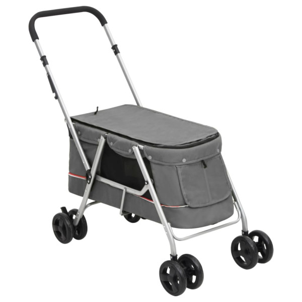 Carrinho de passeio dobrável para cães em tecido de linho cinza 100x49x96 cm D