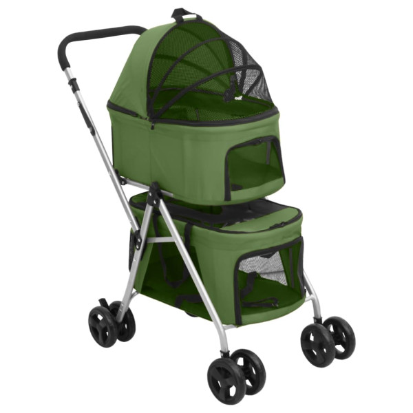 Cochecito doble de perros plegable tela oxford verde 83x48x97cm D