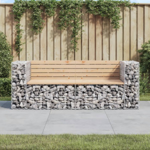 Banco de jardim design gabião em madeira maciça de pinho 184x71x65,5 cm D