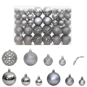 Bolas de Navidad 100 unidades gris 3 / 4 / 6 cm D