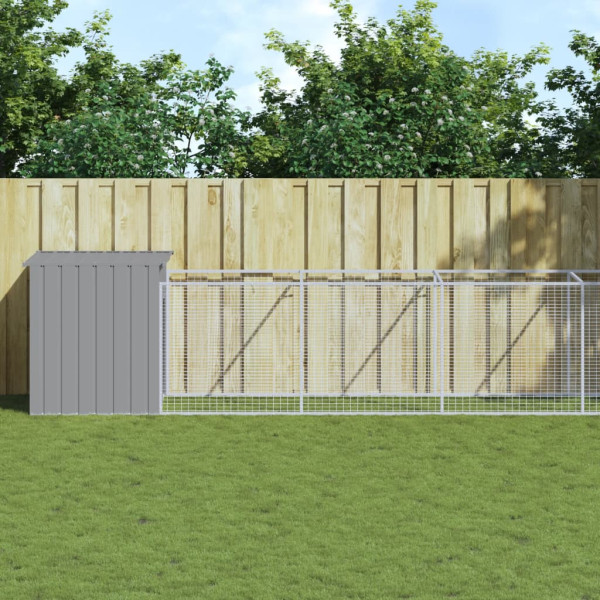 Caseta perros corral acero galvanizado gris claro 110x609x110cm D